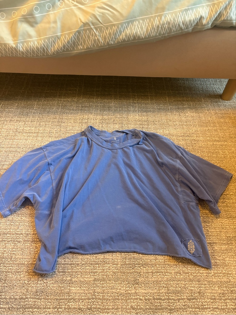 Free People Short Sleeve Cropped Tee in Periwinkle Blue
